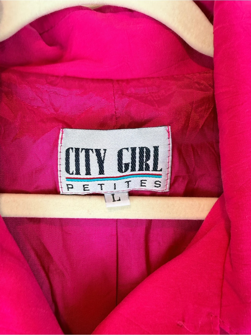 City Girl Hot Pink Embroidered Button-Front Jacket Size Large Petite - Picture 6 of 8